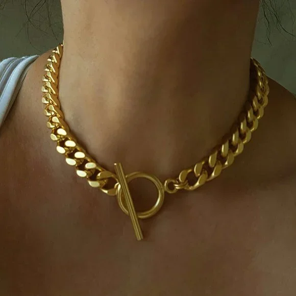 Chunky Link Chain Choker Necklace - Picture 3 of 3